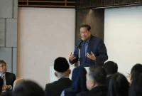 Presiden RI ke-6 Susilo Bambang Yudhoyono (SBY) dalam acara bedah buku 
