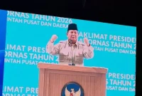 Presiden Prabowo Subianto saat sambutan dalam Rakornas Pemerintah Pusat dan Daerah di Sentul International Convention Center (SICC), Bogor, Jawa Barat, Senin (2/2/2026). (Foto: Tera Nusantara.com)