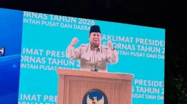 Presiden Prabowo Subianto saat sambutan dalam Rakornas Pemerintah Pusat dan Daerah di Sentul International Convention Center (SICC), Bogor, Jawa Barat, Senin (2/2/2026). (Foto: Tera Nusantara.com)